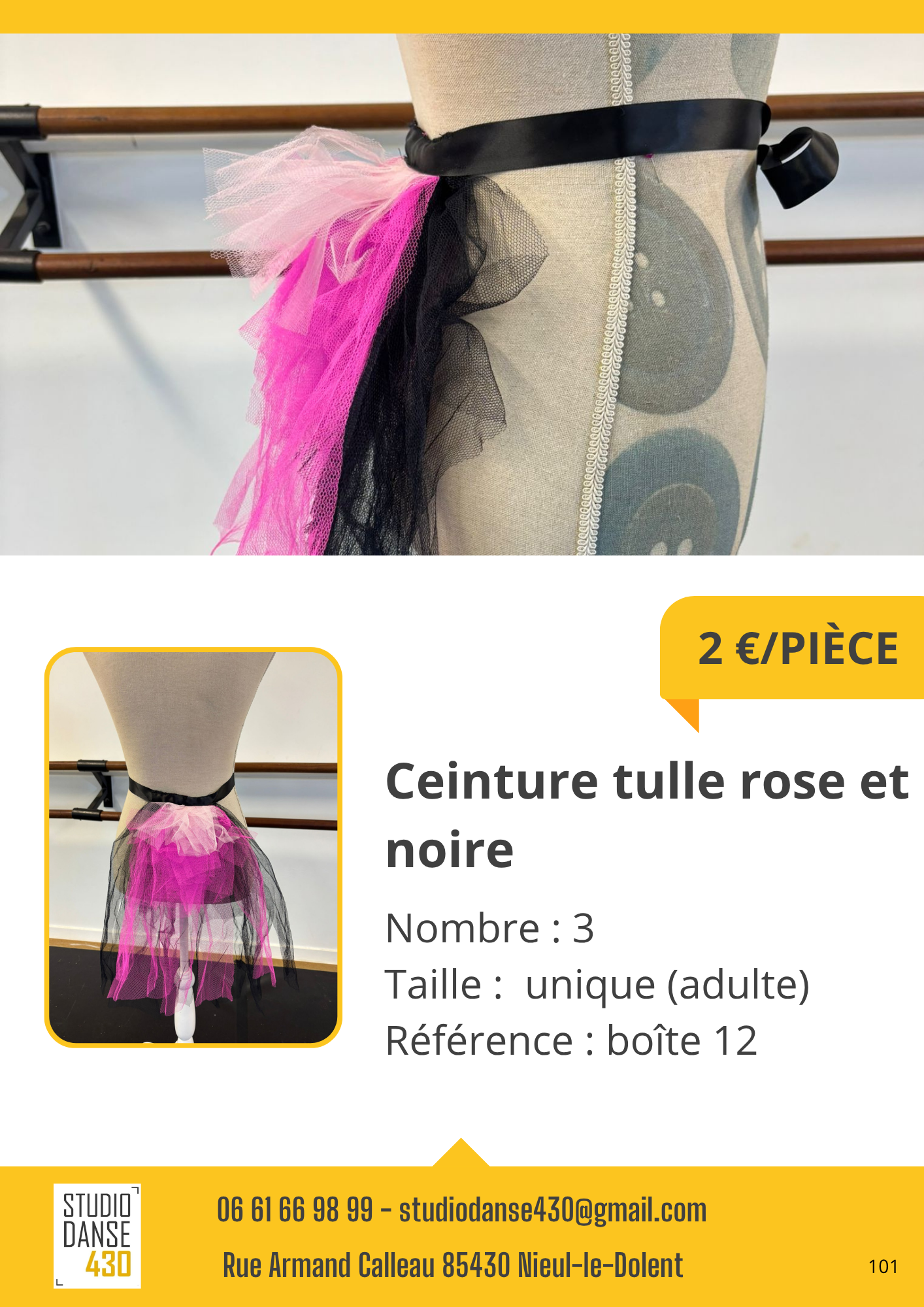 Ceinture tulle rose et noire