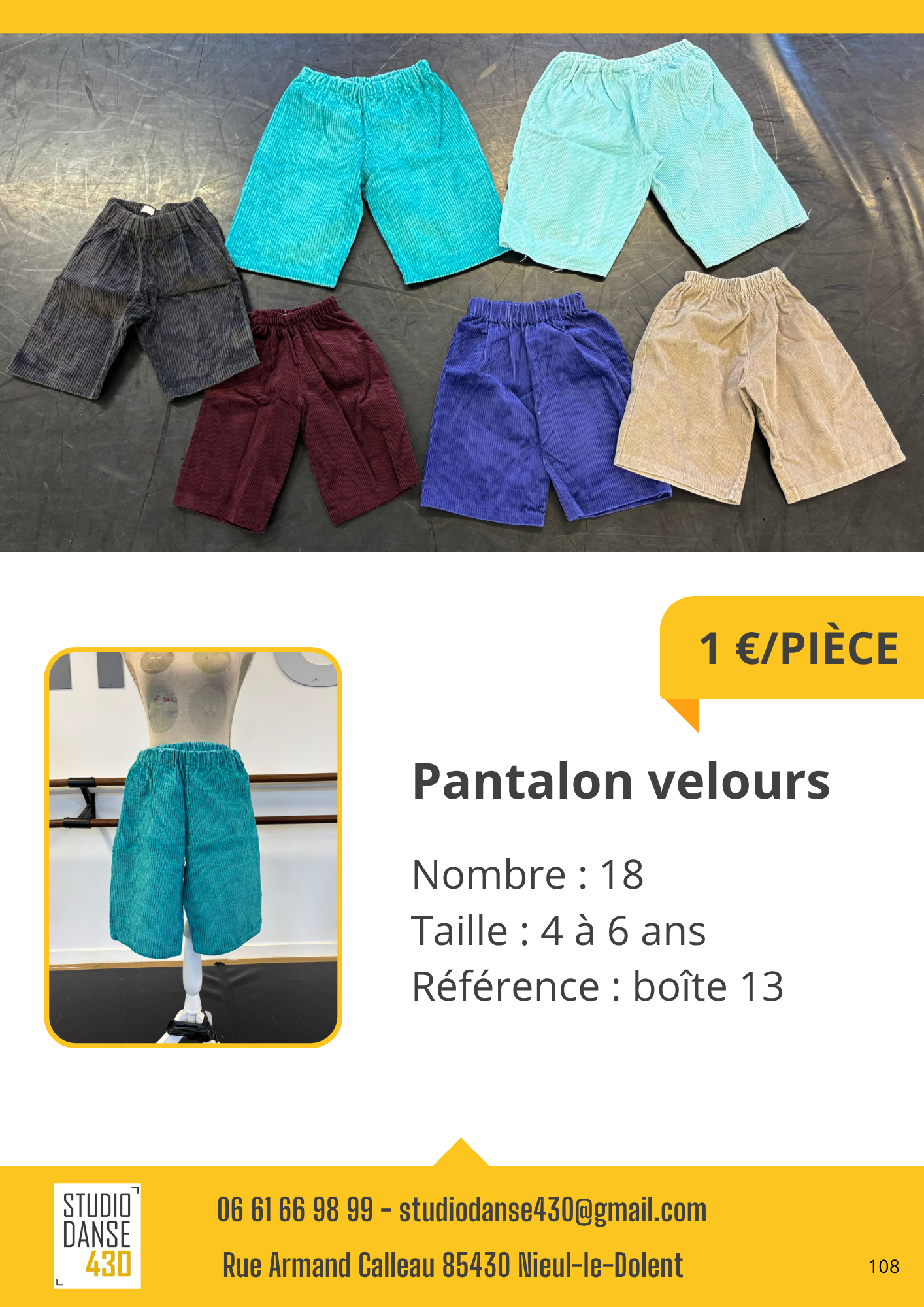 PIÈCE Pantalon velours