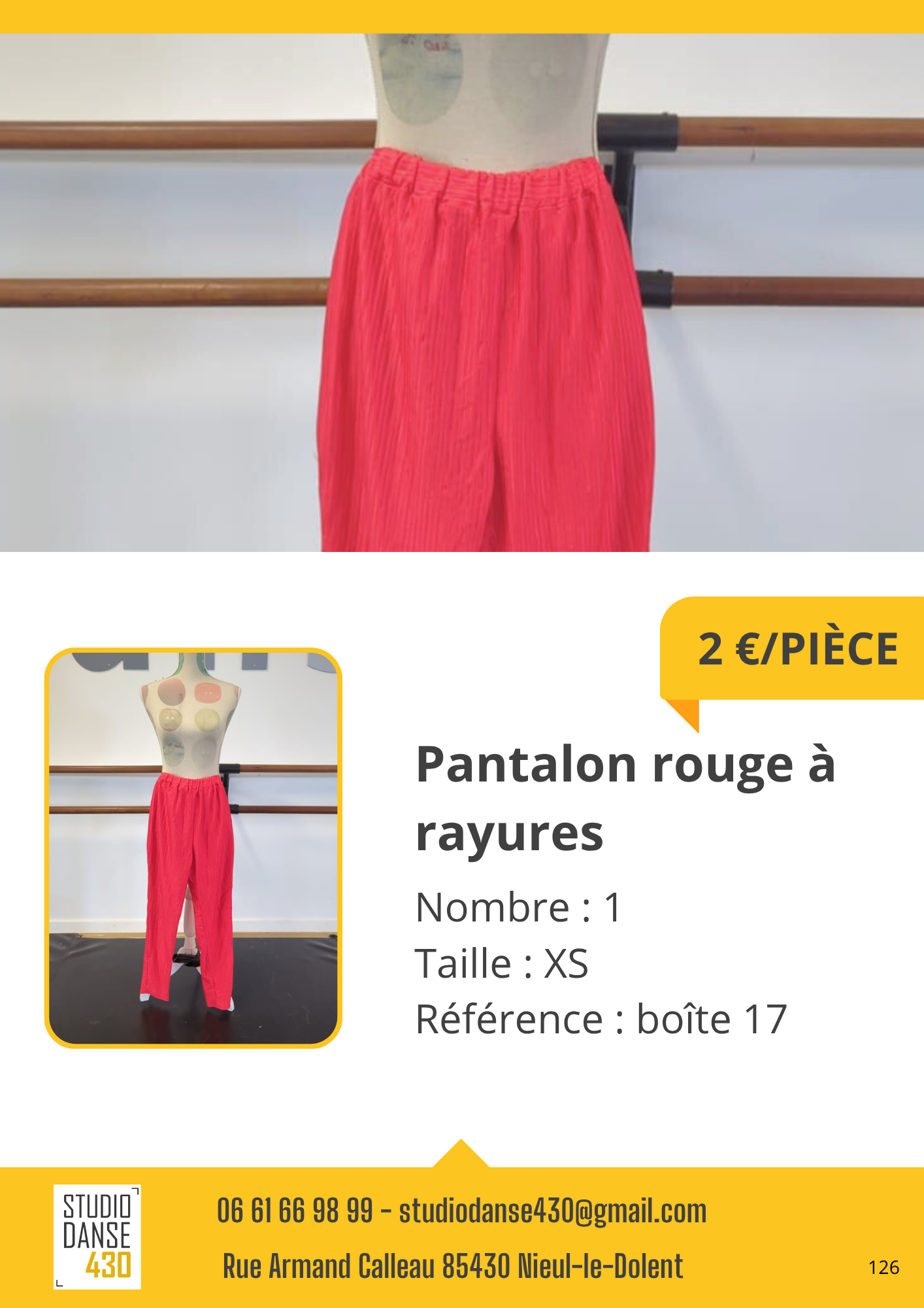 Pantalon rouge à rayures