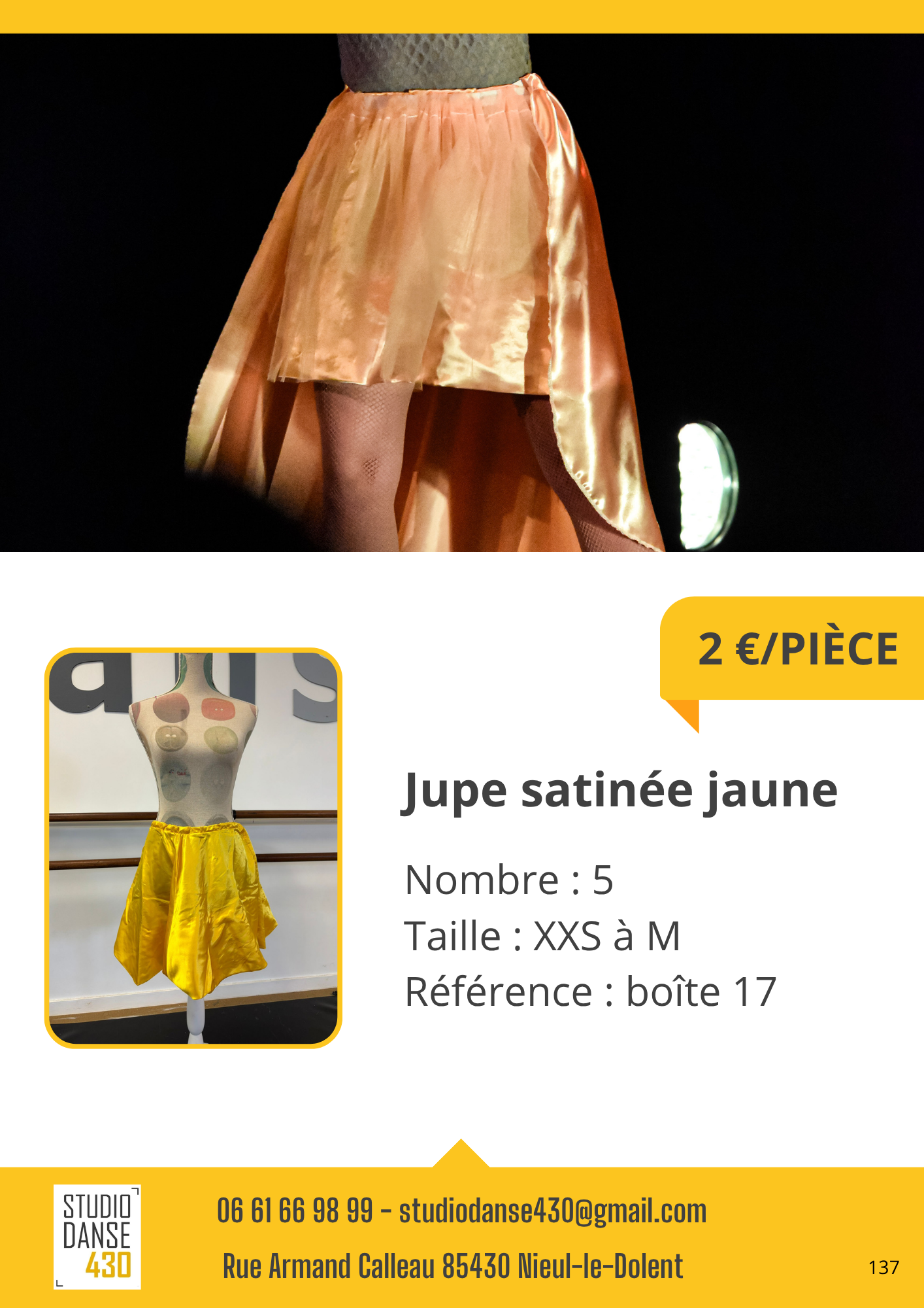 Jupe satinée jaune