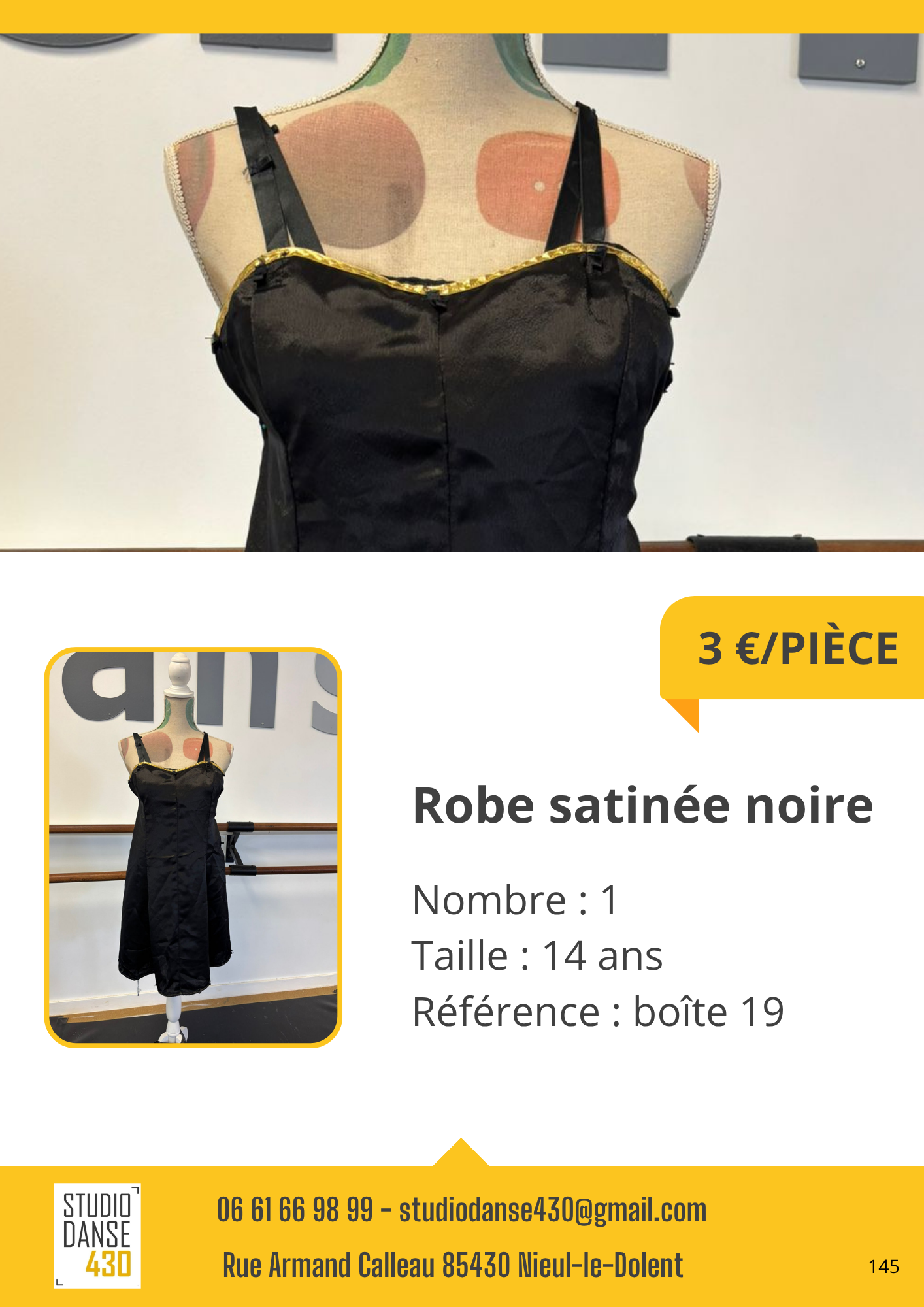 Robe satinée noire
