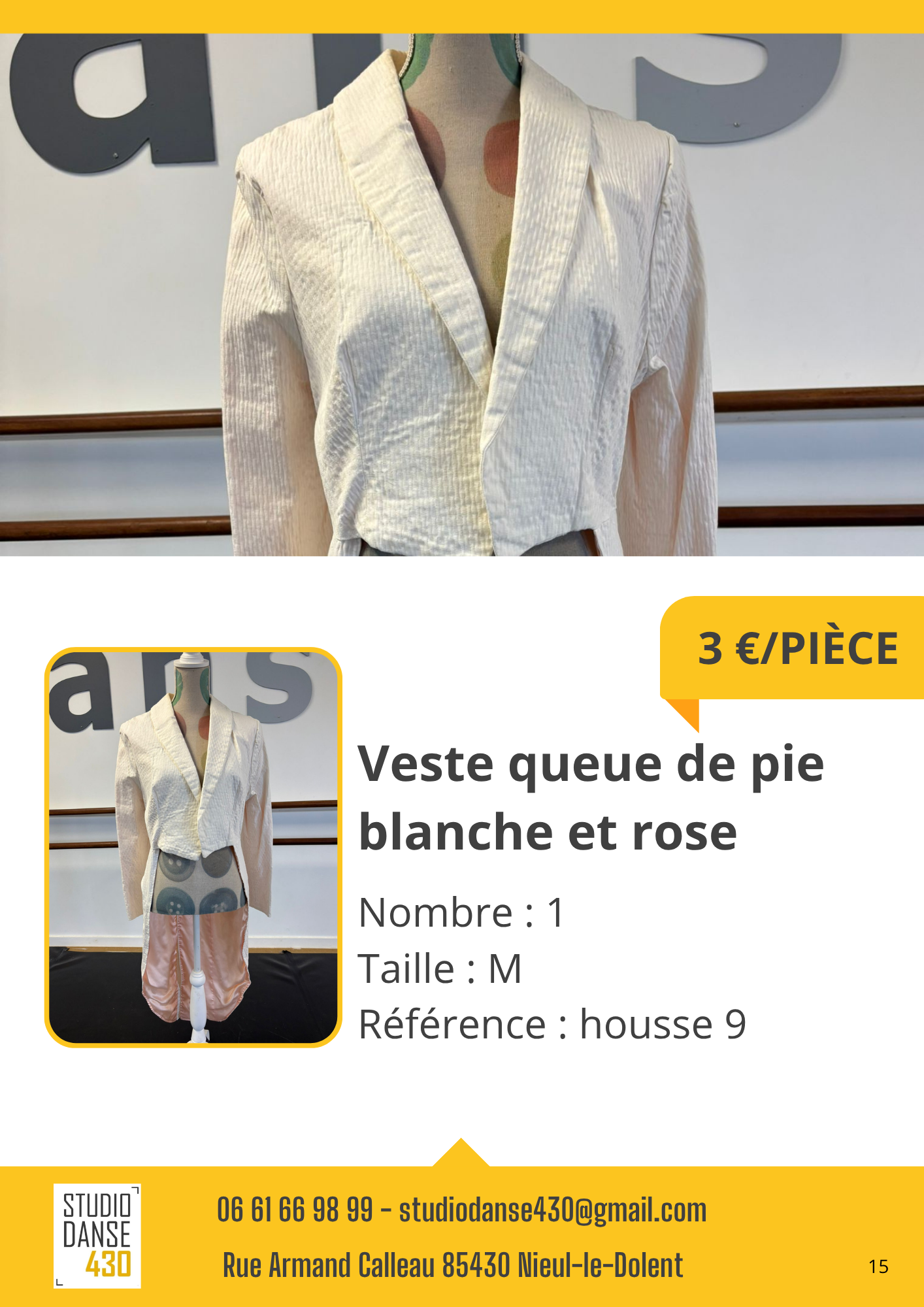 Veste queue de pie blanche et rose