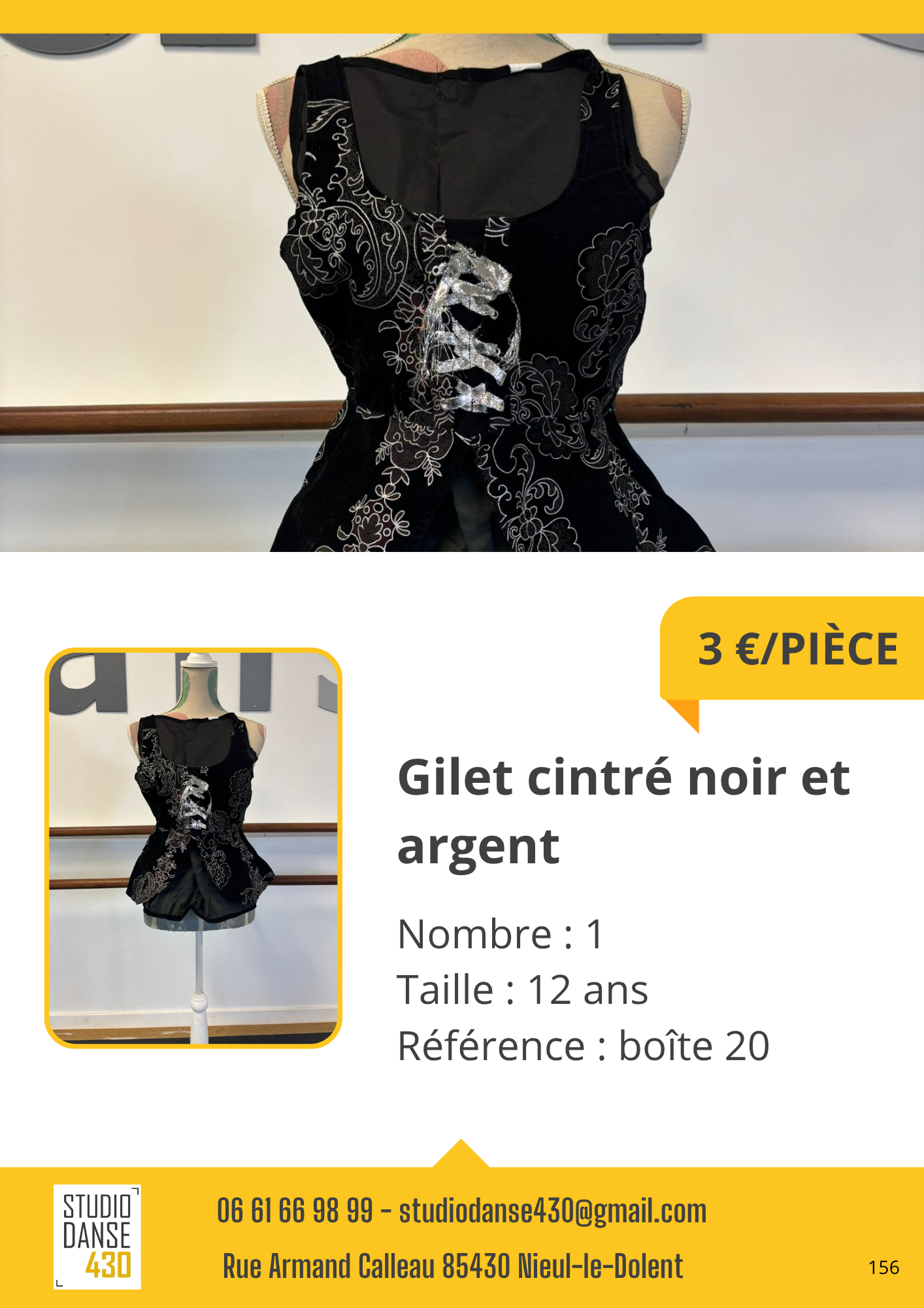 Gilet cintré noir et argent