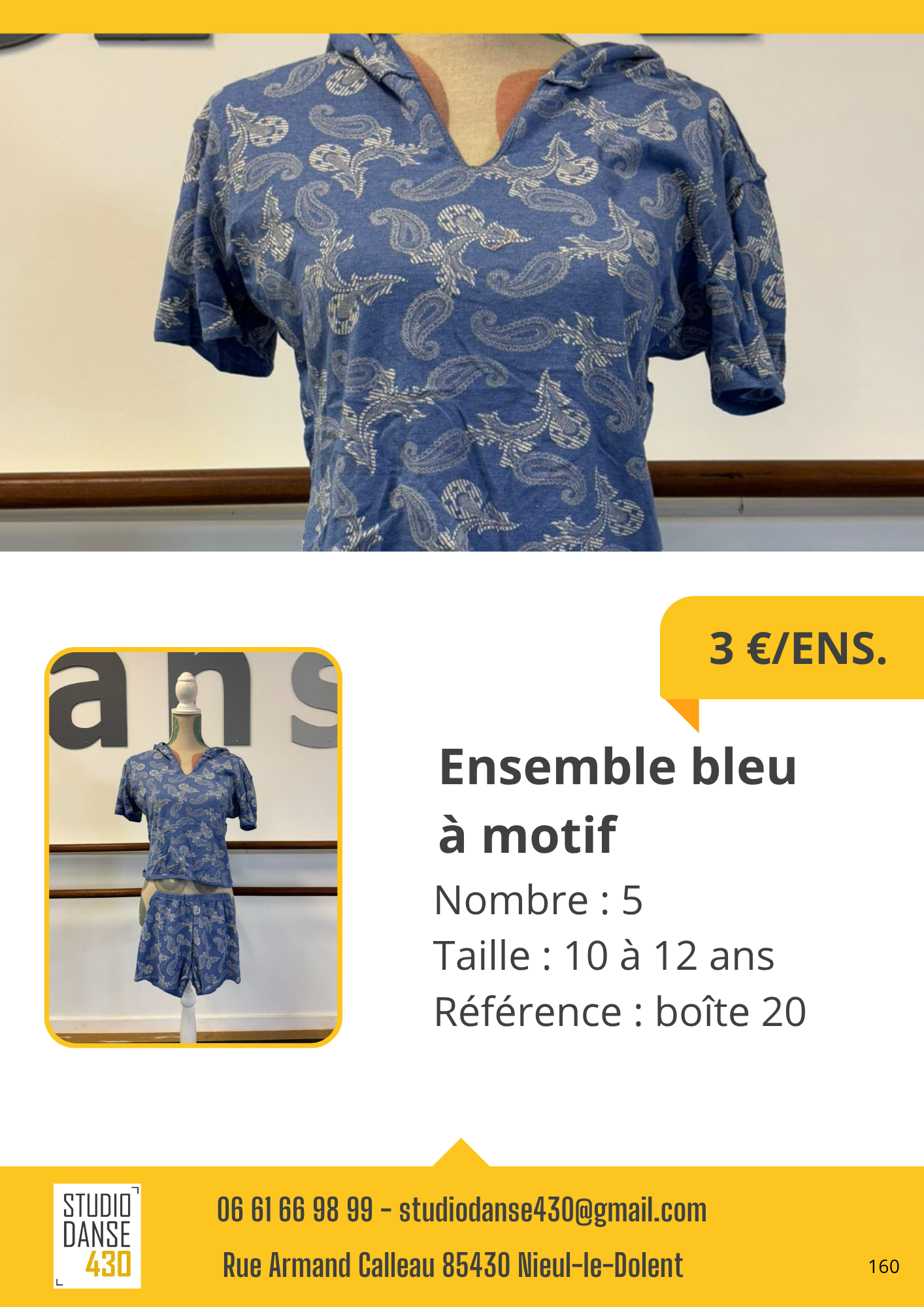 Ensemble bleu à motif