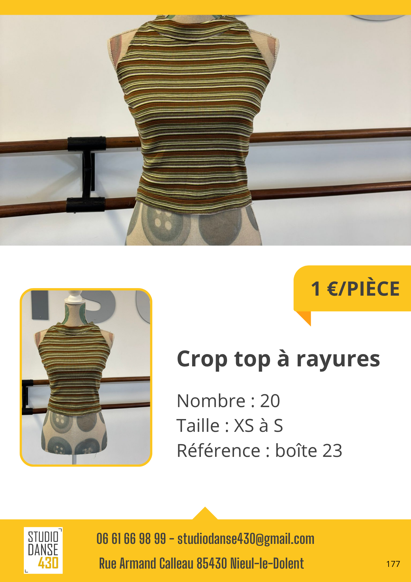 PIÈCE Crop top à rayures