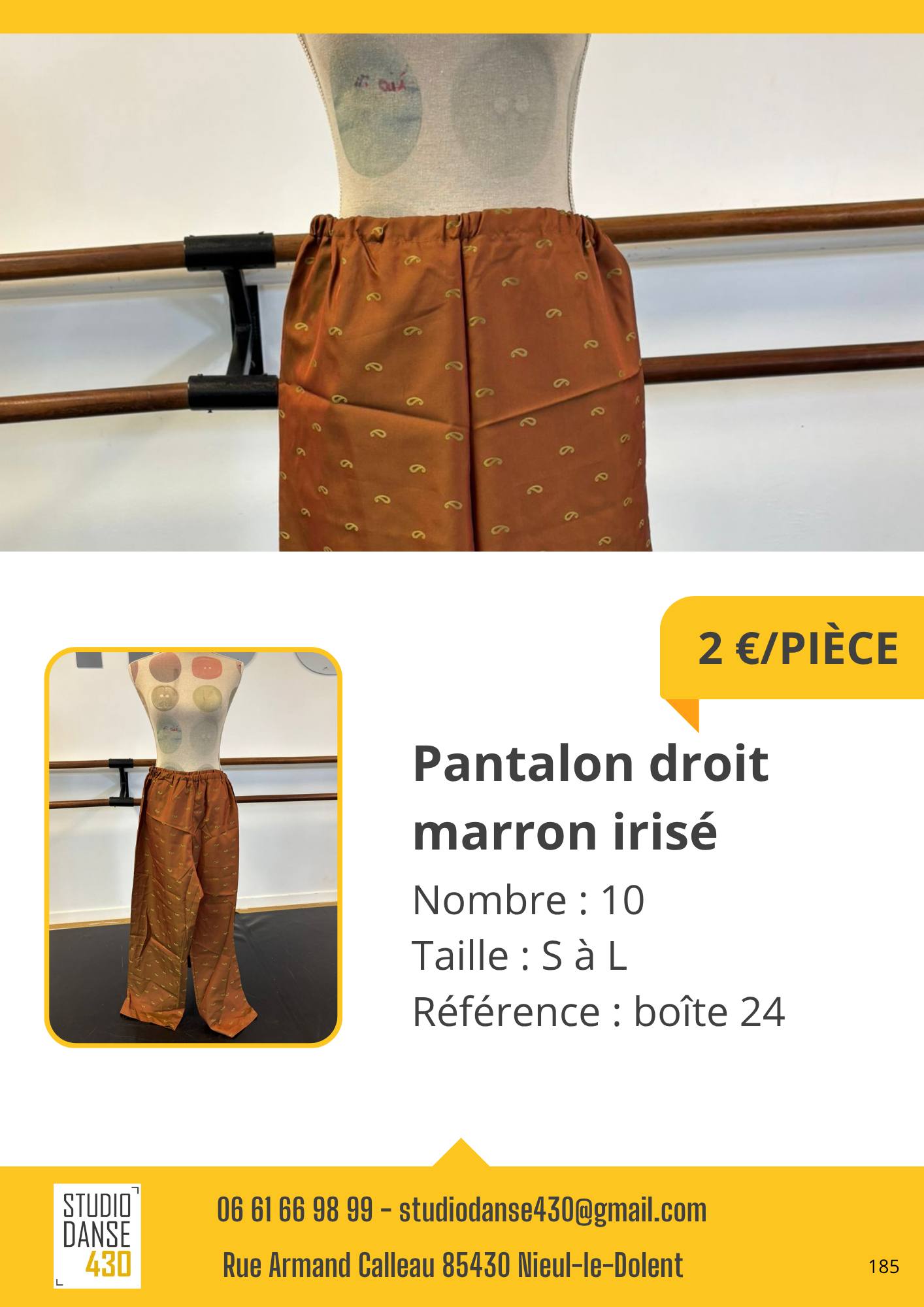 Pantalon droit marron irisé