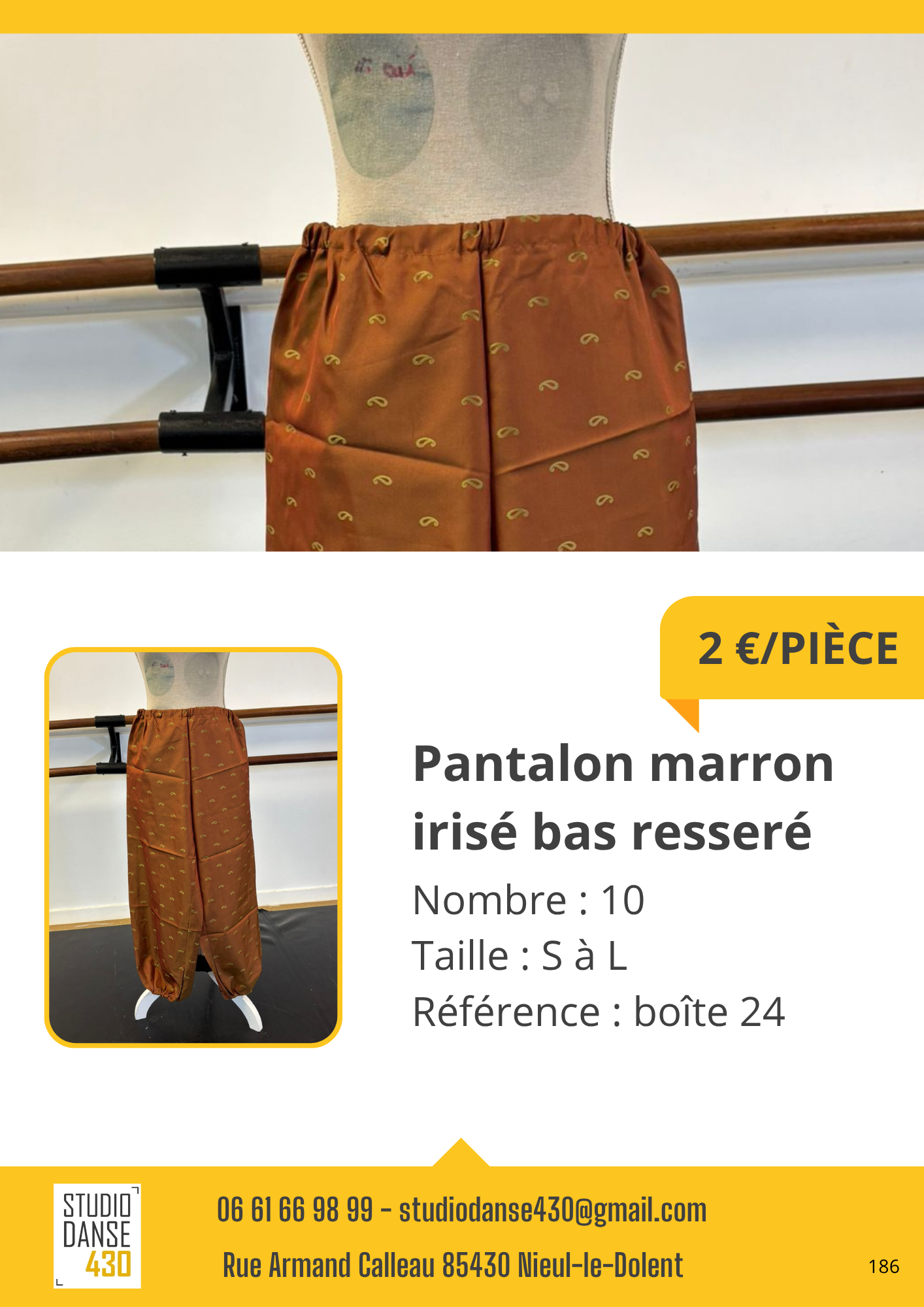 Pantalon marron irisé bas resseré