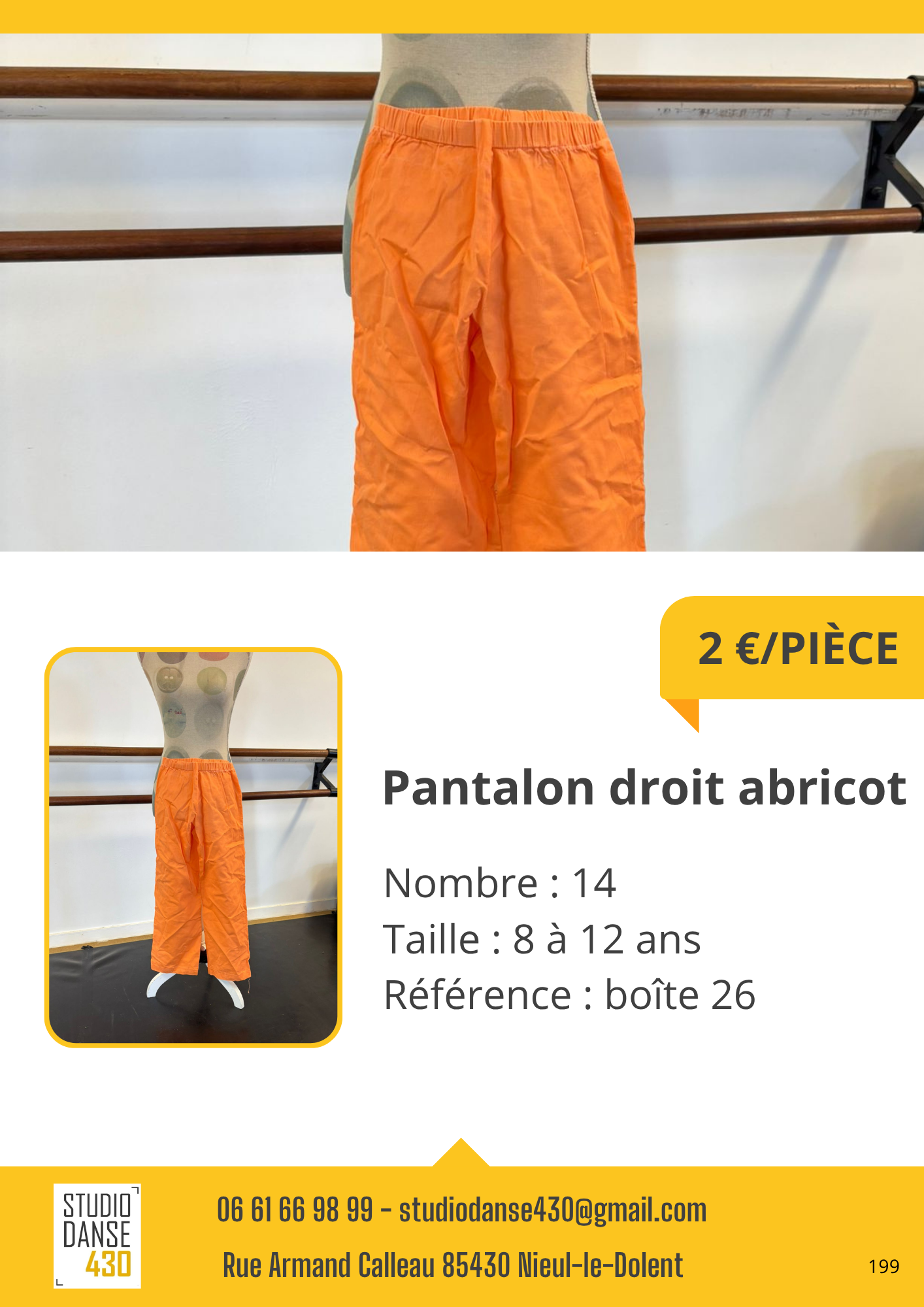 Pantalon droit abricot