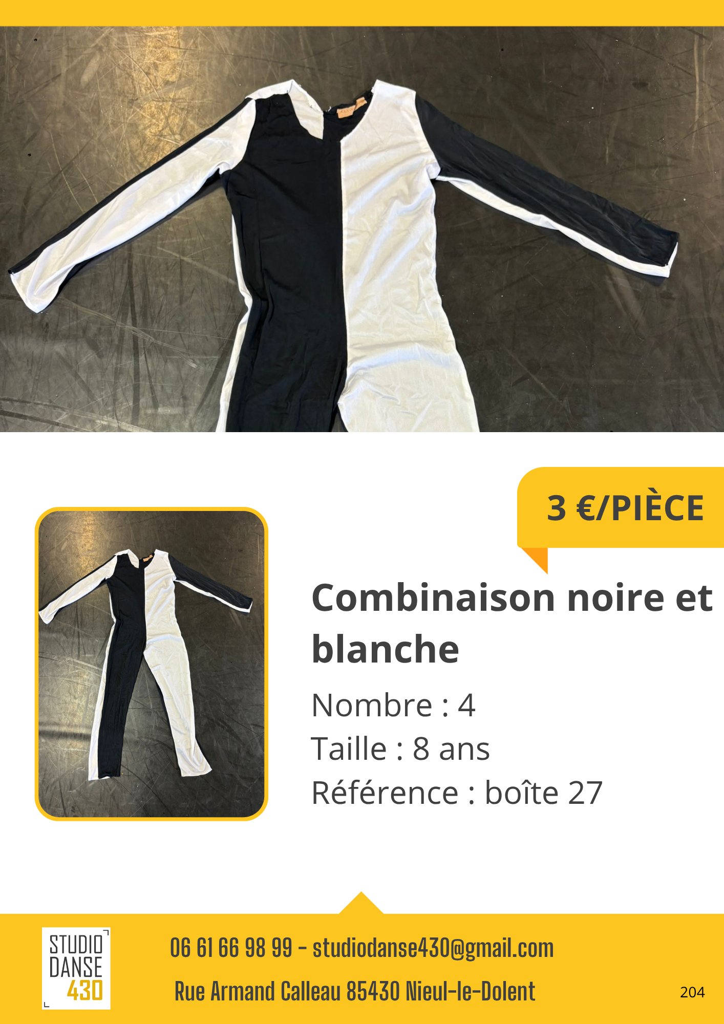 Combinaison noire et blanche