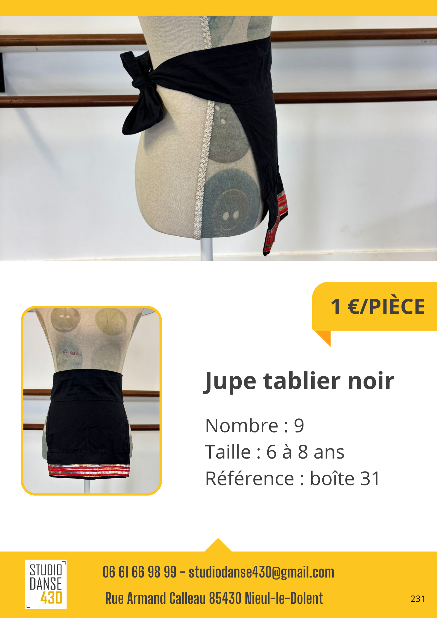 PIÈCE W4 . Jupe tablier noir