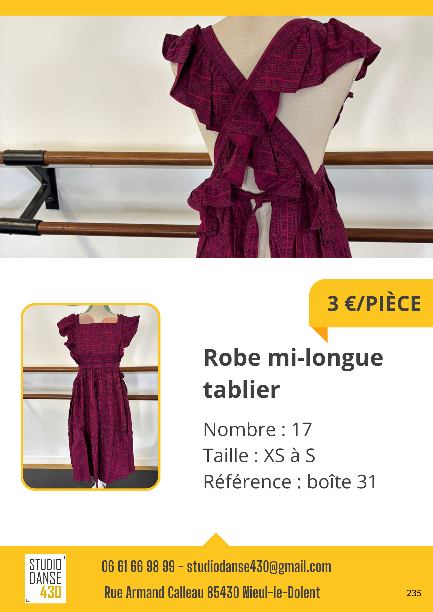 Robe mi-longue tablier
