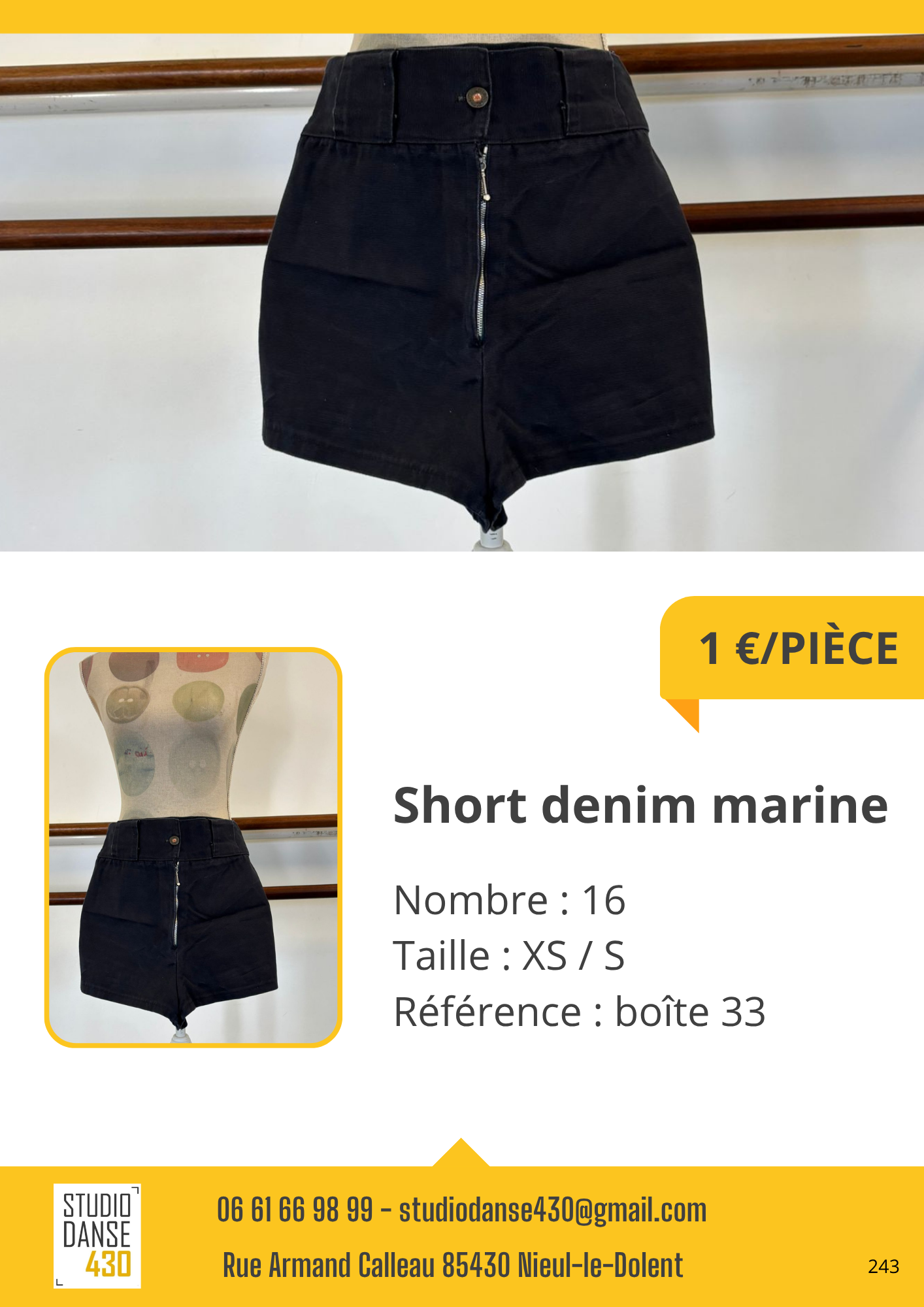 PIÈCE Short denim marine