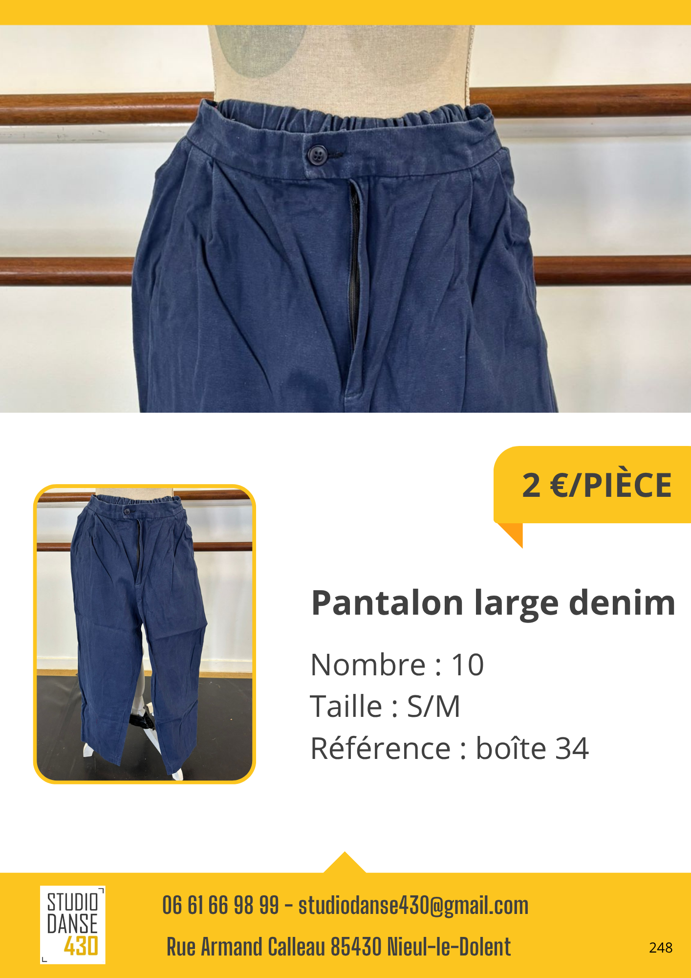 Pantalon large denim