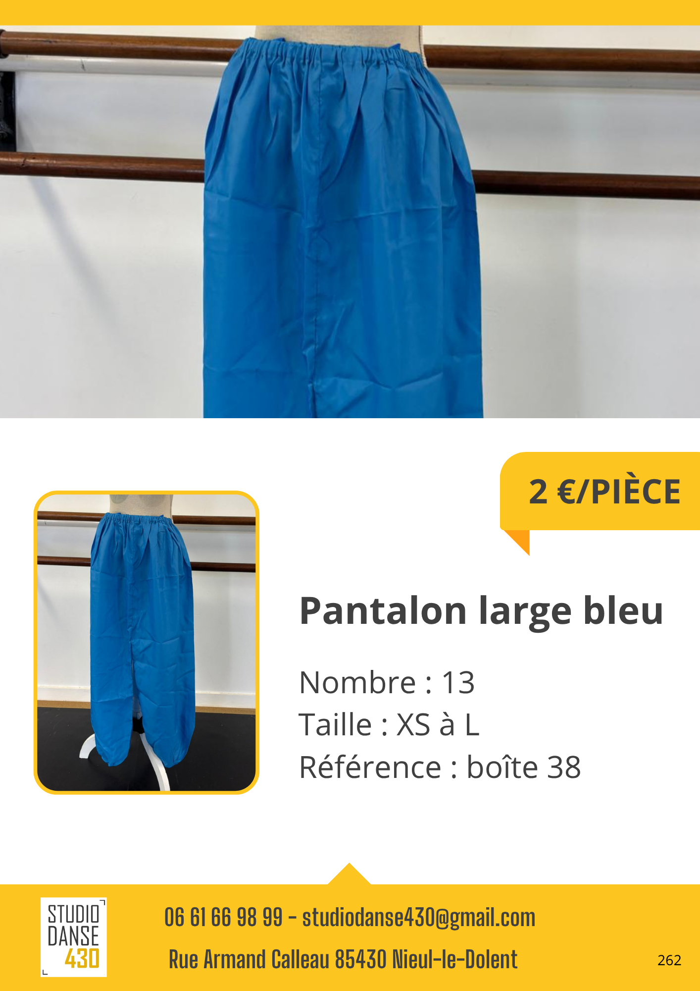 Pantalon large bleu