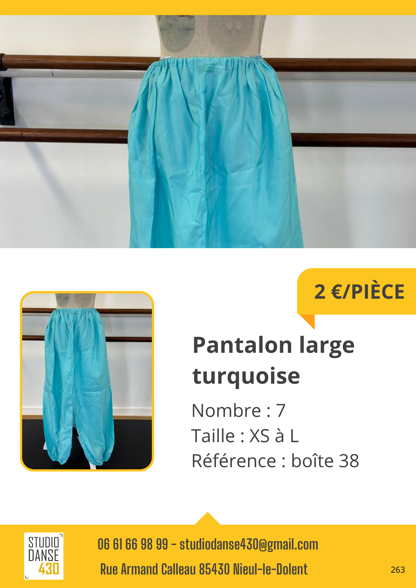Pantalon large turquoise