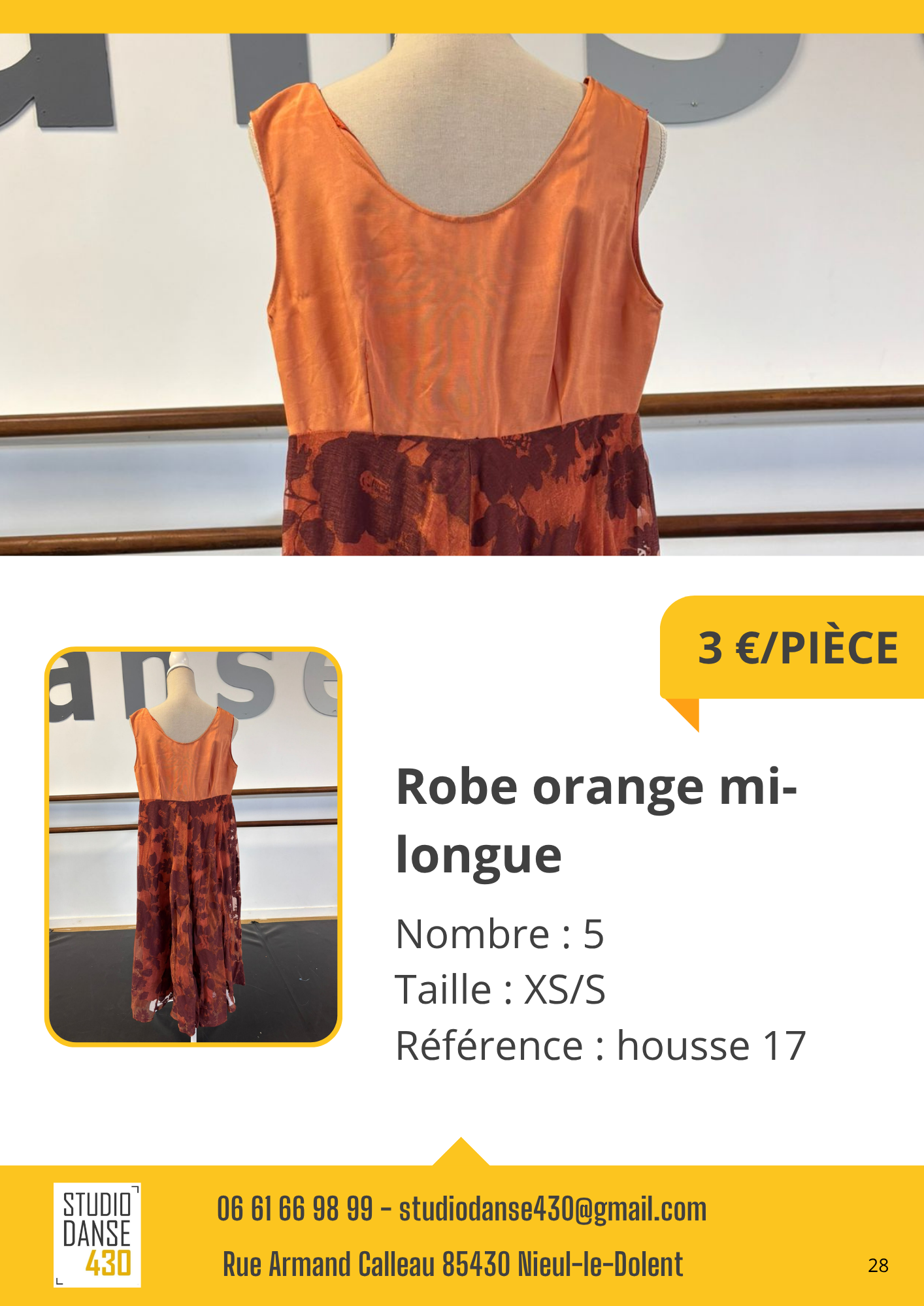 Robe orange mi- longue