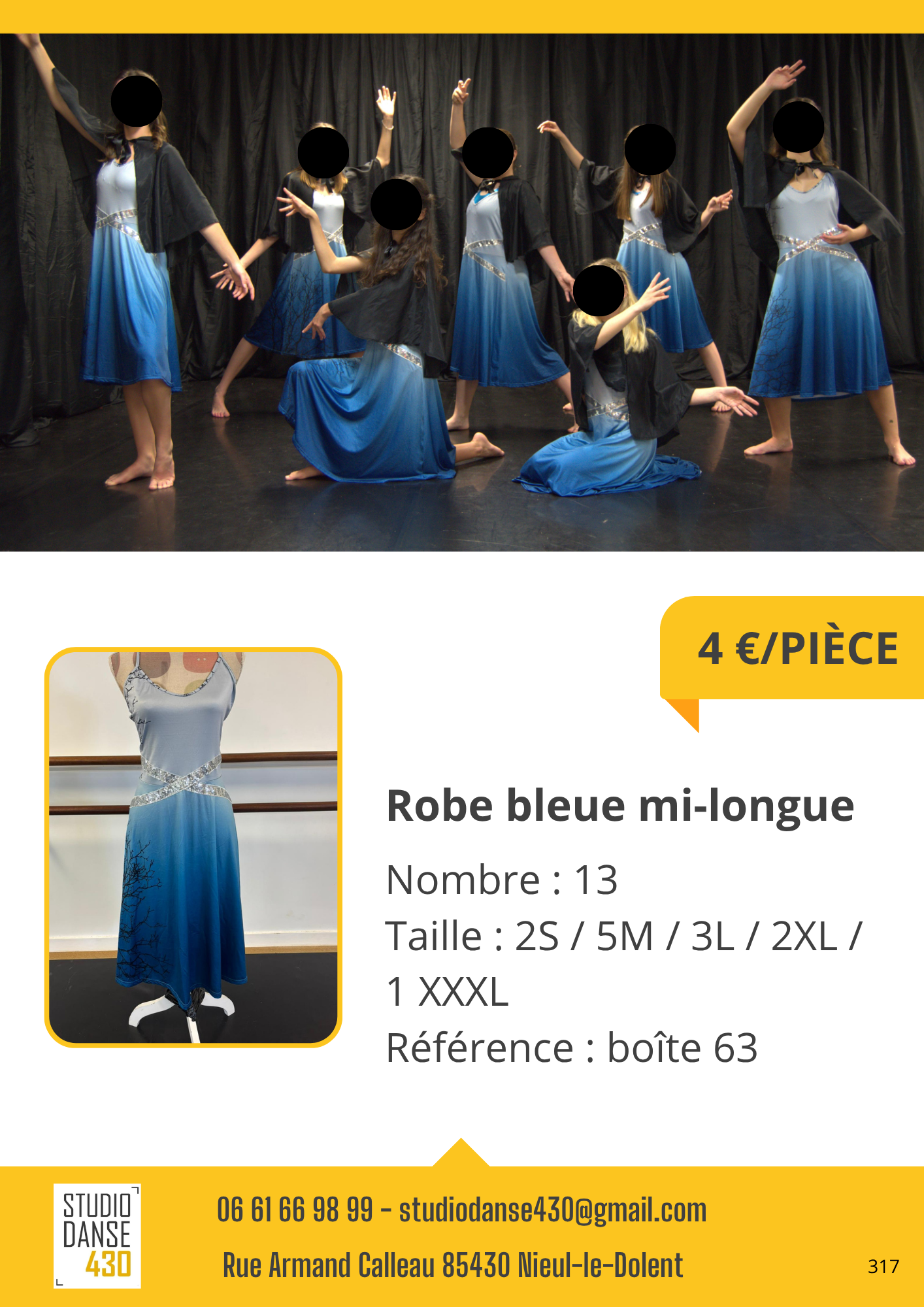 PIÈCE Robe bleue mi-longue