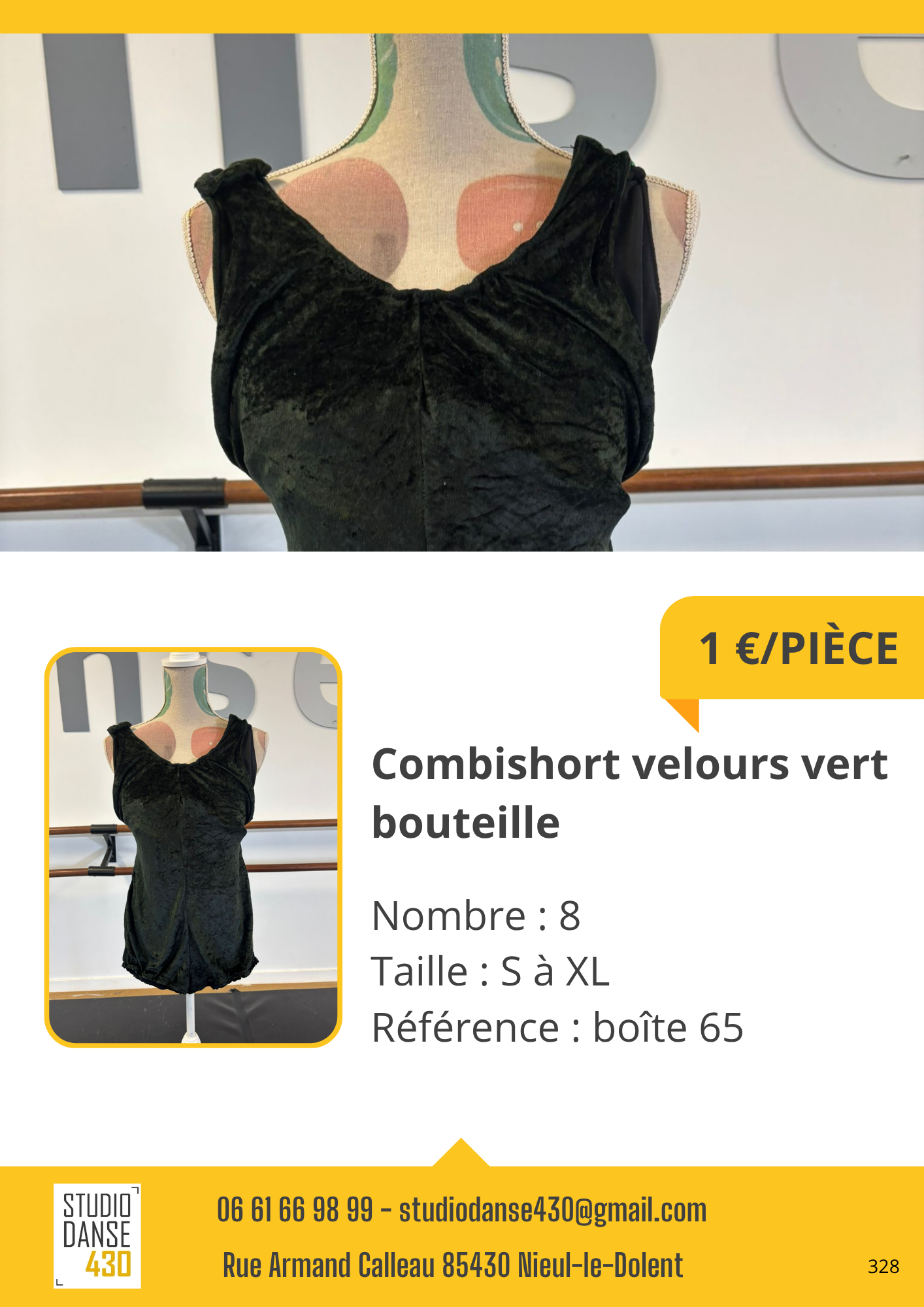 PIÈCE Combishort velours vert bouteille
