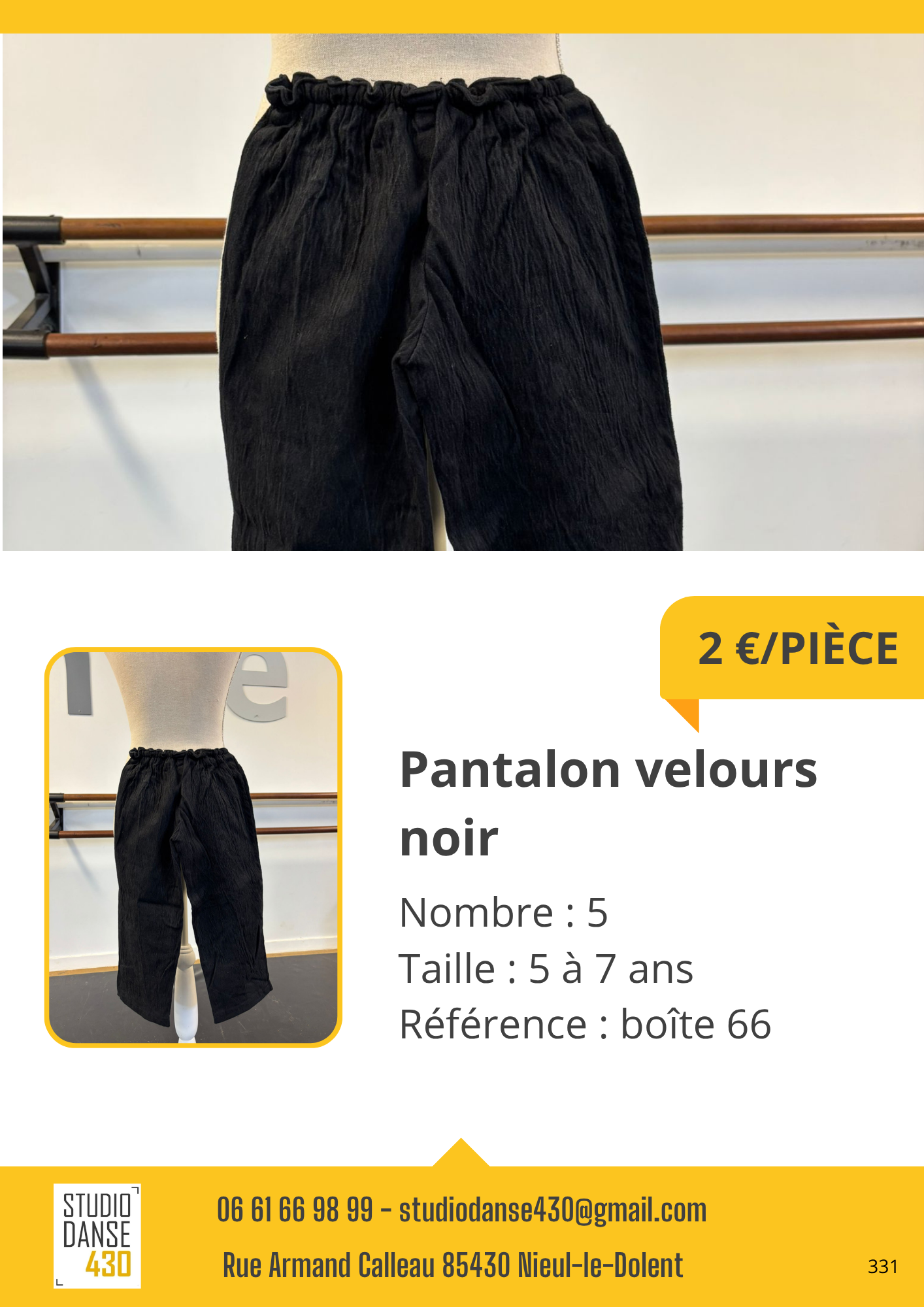 Pantalon velours noir