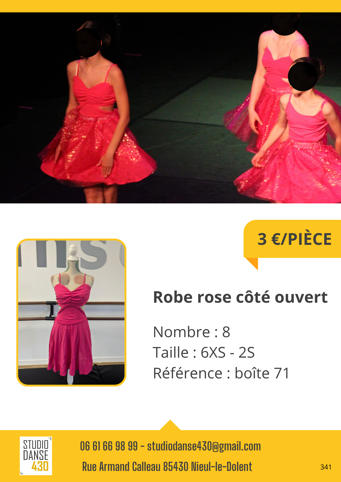 Robe rose côté ouvert