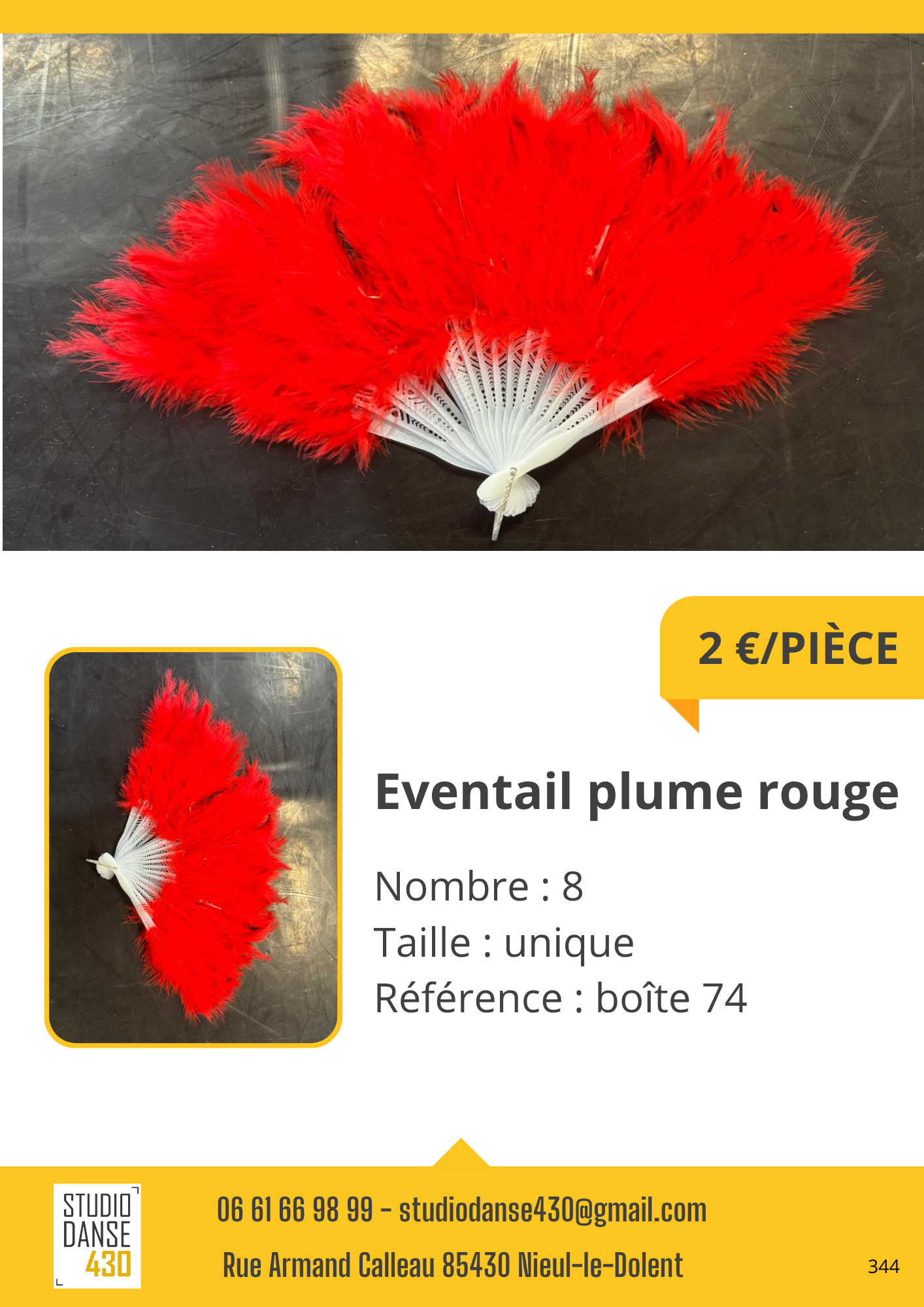 Eventail plume rouge