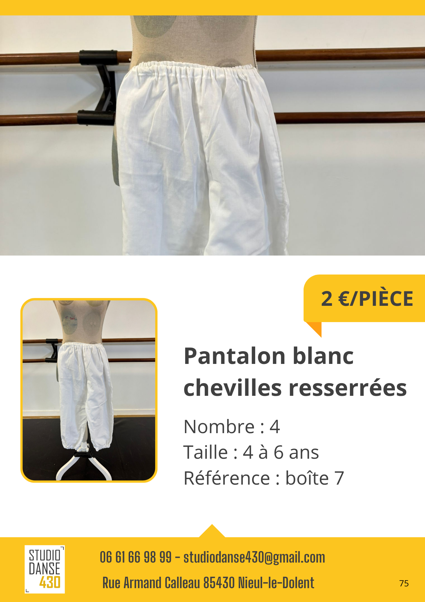 Pantalon blanc chevilles resserrées