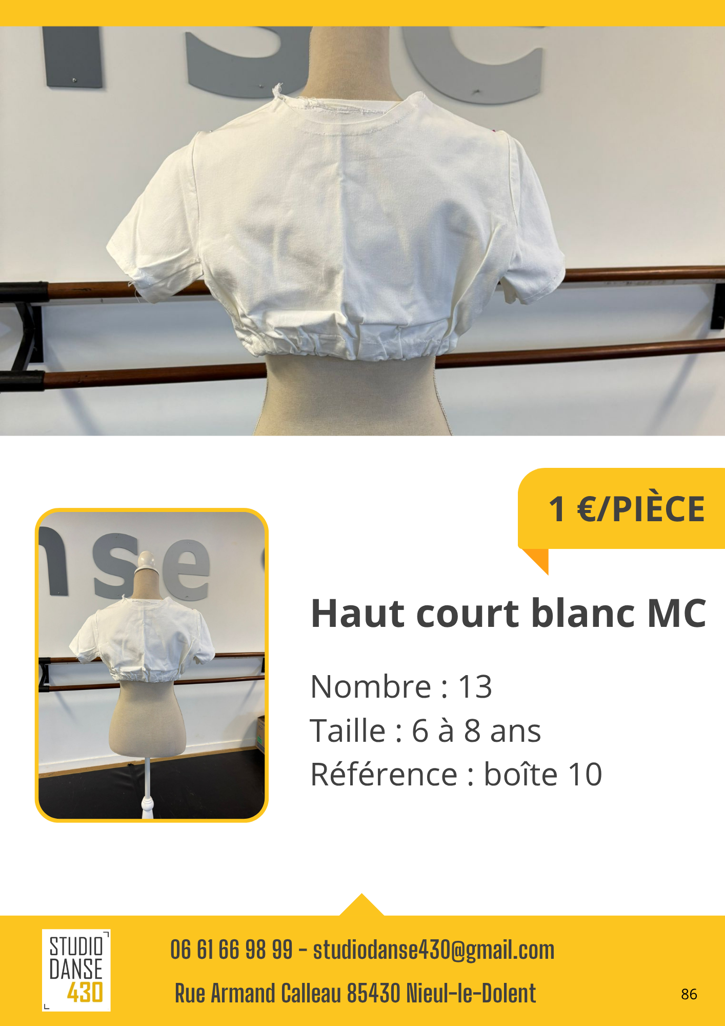 PIÈCE 1 Se Haut court blanc MC