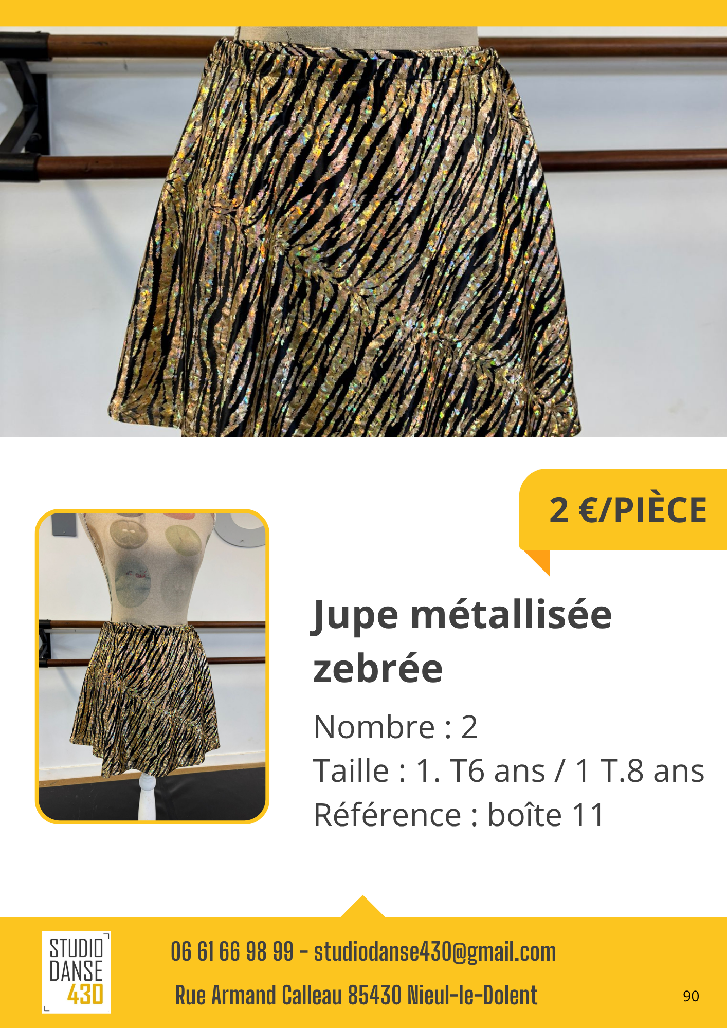 Jupe métallisée zebrée